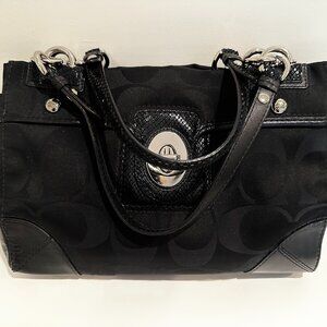 Coach Black Signature canvas leather satchel